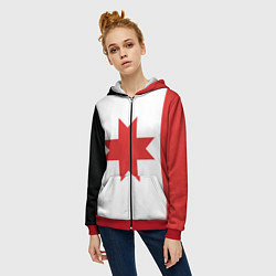 Толстовка на молнии женская Флаг Удмуртии, цвет: 3D-красный — фото 2