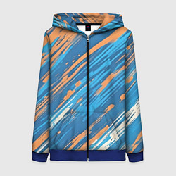 Толстовка на молнии женская Абстракция синяя, цвет: 3D-синий