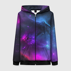 Женская толстовка на молнии Бескрайний космос фиолетовый