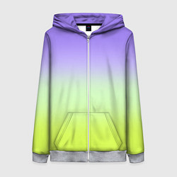 Толстовка на молнии женская Фиолетовый мятный и желто-зеленый градиент, цвет: 3D-меланж