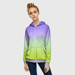 Толстовка на молнии женская Фиолетовый мятный и желто-зеленый градиент, цвет: 3D-меланж — фото 2