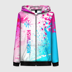 Женская толстовка на молнии Nightwish neon gradient style по-вертикали