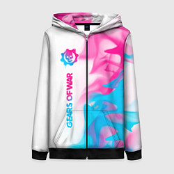 Женская толстовка на молнии Gears of War neon gradient style по-вертикали