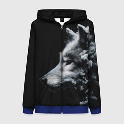 Толстовка на молнии женская Дымный волк, цвет: 3D-синий
