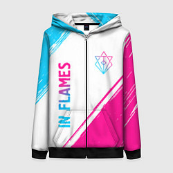 Толстовка на молнии женская In Flames neon gradient style вертикально, цвет: 3D-черный