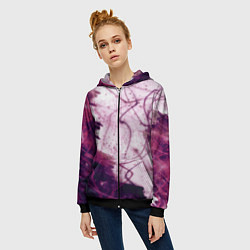 Толстовка на молнии женская Абстракция - purple madness, цвет: 3D-черный — фото 2