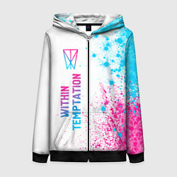 Женская толстовка на молнии Within Temptation neon gradient style по-вертикали