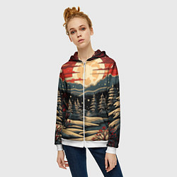 Толстовка на молнии женская Зимнее настроение новогодний рисунок, цвет: 3D-белый — фото 2