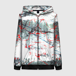 Толстовка на молнии женская Узоры на мраморе, цвет: 3D-черный