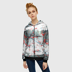 Толстовка на молнии женская Узоры на мраморе, цвет: 3D-черный — фото 2