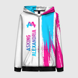 Женская толстовка на молнии Asking Alexandria neon gradient style по-вертикали