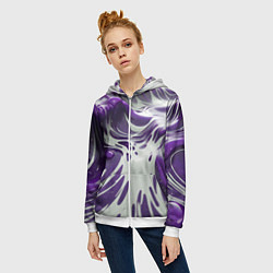 Толстовка на молнии женская Бело-фиолетовая краска, цвет: 3D-белый — фото 2