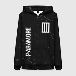 Женская толстовка на молнии Paramore glitch на темном фоне вертикально