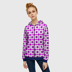 Толстовка на молнии женская Фиолетовые кирпичики и белые полосы, цвет: 3D-синий — фото 2