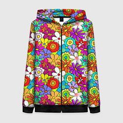 Толстовка на молнии женская Floral multicolour, цвет: 3D-черный