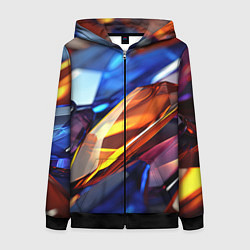 Толстовка на молнии женская Прозрачные блестящие камни, цвет: 3D-черный