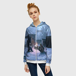 Толстовка на молнии женская STALKER 2 новички на кордоне, цвет: 3D-белый — фото 2