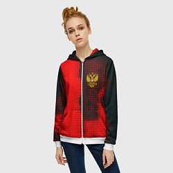 Толстовка на молнии женская Россия герб спорт краски, цвет: 3D-белый — фото 2