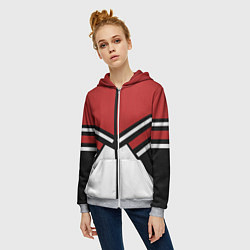Толстовка на молнии женская Советский спорт с полосами, цвет: 3D-меланж — фото 2