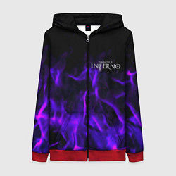 Толстовка на молнии женская Dantes Inferno flame neon, цвет: 3D-красный