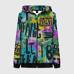 Женская толстовка на молнии Загадочный абстрактный текст на ярком фоне