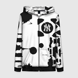 Толстовка на молнии женская New York yankees - baseball team pattern, цвет: 3D-черный