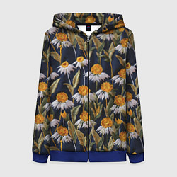 Женская толстовка на молнии Вышитые ромашки