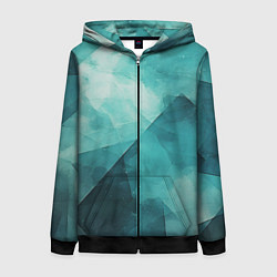 Толстовка на молнии женская Гранжевая бирюза, цвет: 3D-черный