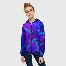 Толстовка на молнии женская Neon Pattern colored, цвет: 3D-синий — фото 2