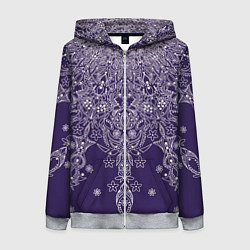 Женская толстовка на молнии Фиолетовый узоры мандала