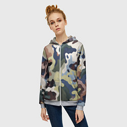 Толстовка на молнии женская Камуфляж милитари, цвет: 3D-меланж — фото 2