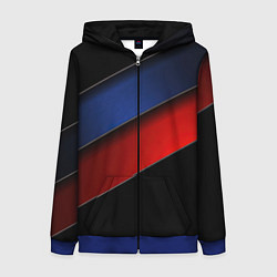 Толстовка на молнии женская Синие и красные полосы, цвет: 3D-синий