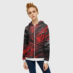 Толстовка на молнии женская Чёрная и красная субстанция, цвет: 3D-белый — фото 2