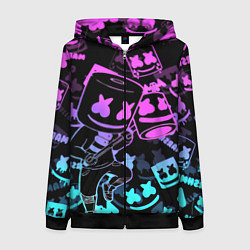 Толстовка на молнии женская Marshmello neon pattern, цвет: 3D-черный