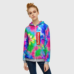 Толстовка на молнии женская Color abstraction - summer, цвет: 3D-меланж — фото 2