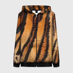 Толстовка на молнии женская Тигровая шкура, цвет: 3D-черный
