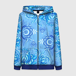 Женская толстовка на молнии Цветы и узоры гжель