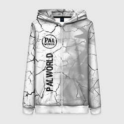 Толстовка на молнии женская Palworld glitch на светлом фоне по-вертикали, цвет: 3D-белый