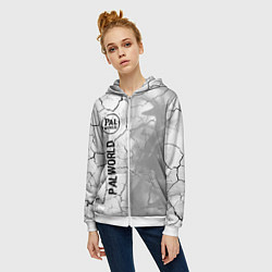 Толстовка на молнии женская Palworld glitch на светлом фоне по-вертикали, цвет: 3D-белый — фото 2