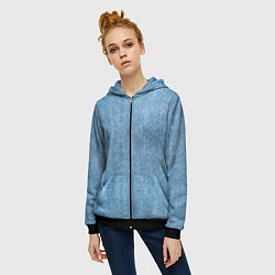 Толстовка на молнии женская Потёртые Джинсы, цвет: 3D-черный — фото 2