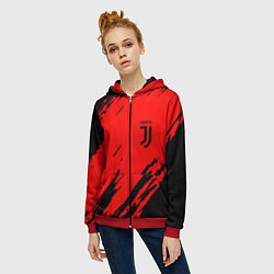 Толстовка на молнии женская Juventus краски спорт фк, цвет: 3D-красный — фото 2