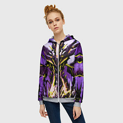Толстовка на молнии женская Чёрно-жёлтая агрессивная абстракция на фиолетовом, цвет: 3D-меланж — фото 2