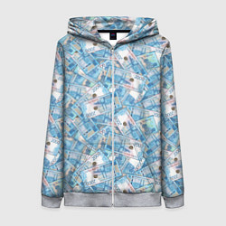 Толстовка на молнии женская Деньги - купюры в 2 тысячи рублей, цвет: 3D-меланж