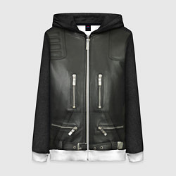 Толстовка на молнии женская Terminator first - leather jacket, цвет: 3D-белый