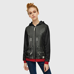 Толстовка на молнии женская Terminator first - leather jacket, цвет: 3D-красный — фото 2