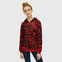 Толстовка на молнии женская Логотипы популярных игр pattern, цвет: 3D-красный — фото 2