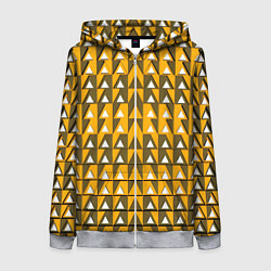 Толстовка на молнии женская Узор из треугольников жёлтый, цвет: 3D-меланж
