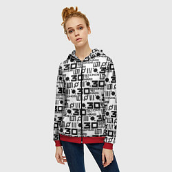 Толстовка на молнии женская Thirty Seconds to Mars pattern rock, цвет: 3D-красный — фото 2