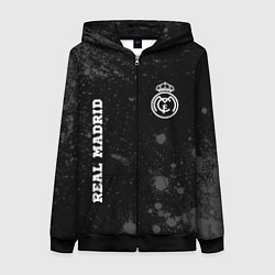 Толстовка на молнии женская Real Madrid sport на темном фоне вертикально, цвет: 3D-черный