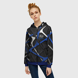 Толстовка на молнии женская Subaru - 3D texture, цвет: 3D-синий — фото 2